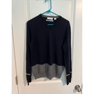 Calvin Klein European Yarn Color Block Sweater – Size Large – Blue & Gray